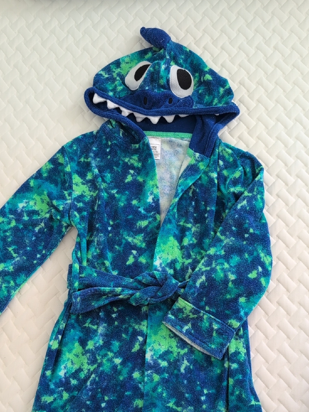 MEMBER'S MARK Hooded Monster Swim Robe in Blue & Green Size XS 4-5